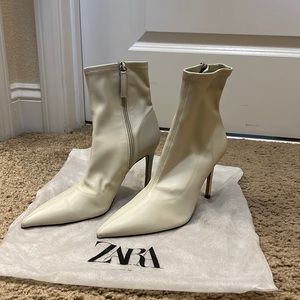 Zara (Beige) Heeled Booties